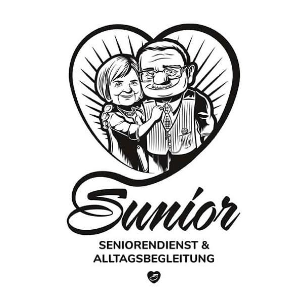 Logo Älteres Paar in einem Herz, darunter der Text "Senior, Seniorendienst & Alltagsbegleitung".